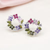 POM Summer Meadow Crystal Wreath Silver Plated Stud Earrings