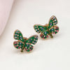 POM Faux Gold Plated Green Enamel Butterfly Stud Earrings