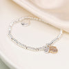 POM Silver Plated Bead Bracelet With Faux Gold Pawprint And Silver Plated Heart