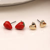 POM Faux Gold Heart And Strawberry Stud Earrings 2 Pair Pack