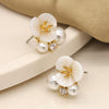 POM Shell Flower And Faux Pearl Cluster Stud Earrings