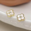 POM Faux Gold/White Small Quatrefoil Studs