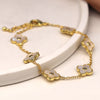 POM Faux Gold Plated Quatrefoil With Crystal Centre Link Bracelet