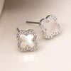 POM Silver Plated Crystal Edged Quatrefoil Studs