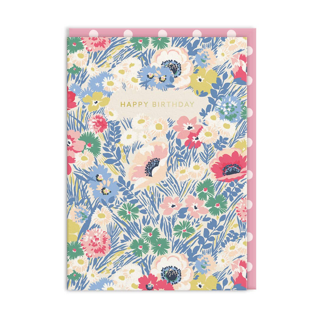 Ohh Deer - Happy Birthday meadow floral Cath Kidston Greeting Card