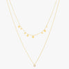 Mira Mira Double Layer Disc & Sparkle Gold Plated Stainless Steel Necklace