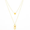 Miramira Double Layer Disc & Link Gold Plated Stainless Steel Necklace