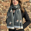 Rose Grey Robin Reversible Scarf - Grey