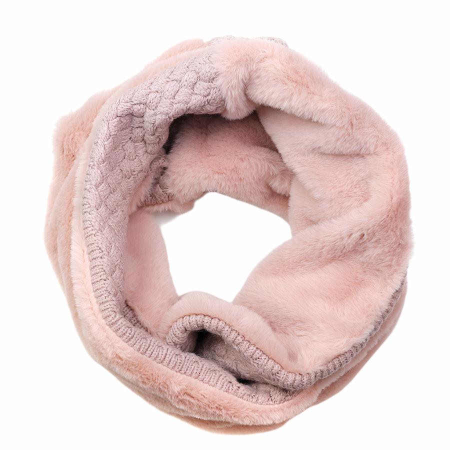 POM Pink Faux Fur and Knit Twist Snood