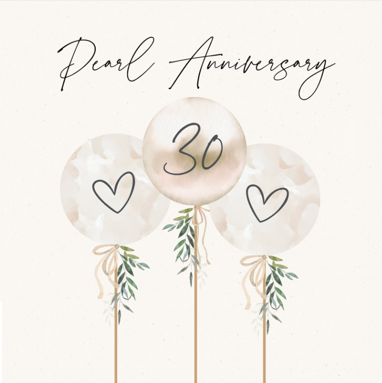 Petimo - Camille Pearl Anniversary Balloons Card