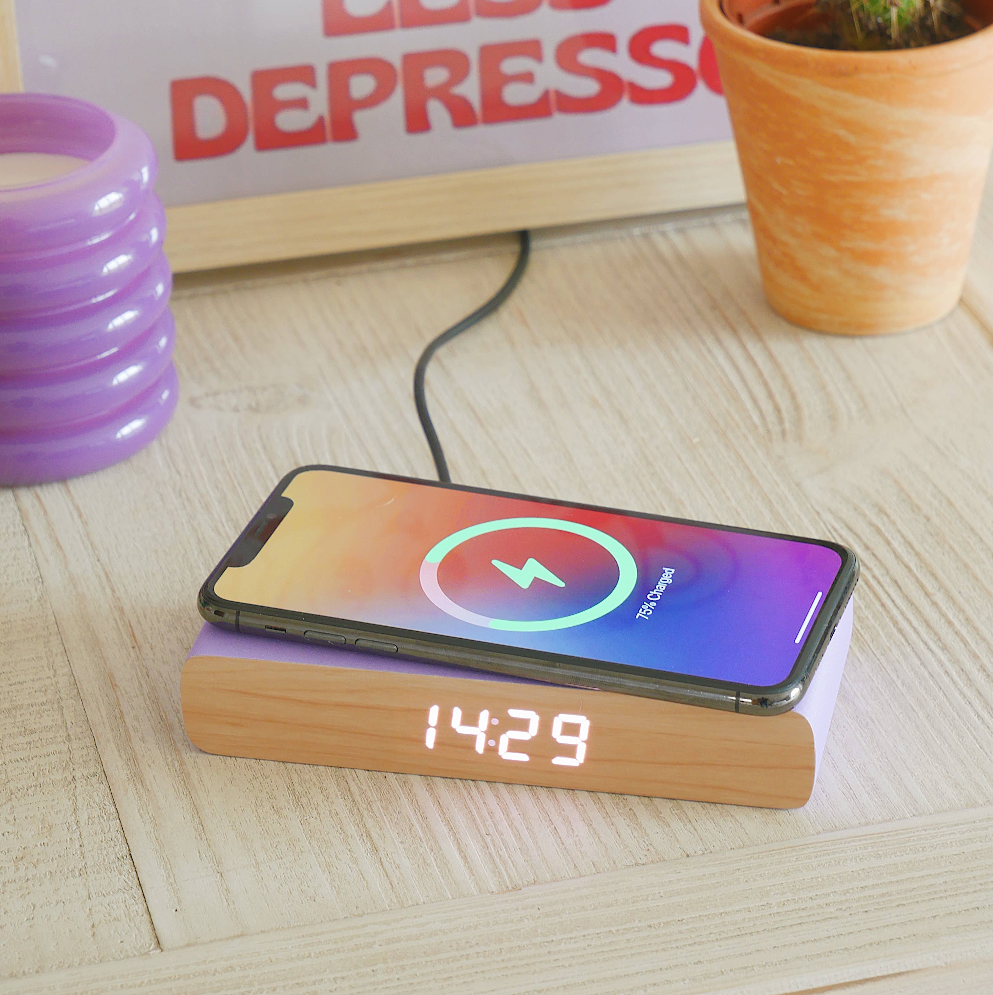 Steepletone Rise Charge - Wireless Charger & Alarm Clock : Grey