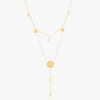 Miramira Double Layer Textured Disc & Pearl Gold Plated Stainless Steel Necklace