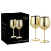 Oak & Steel - 2 Stainless Steel Gold Wine Glasses, 500ml