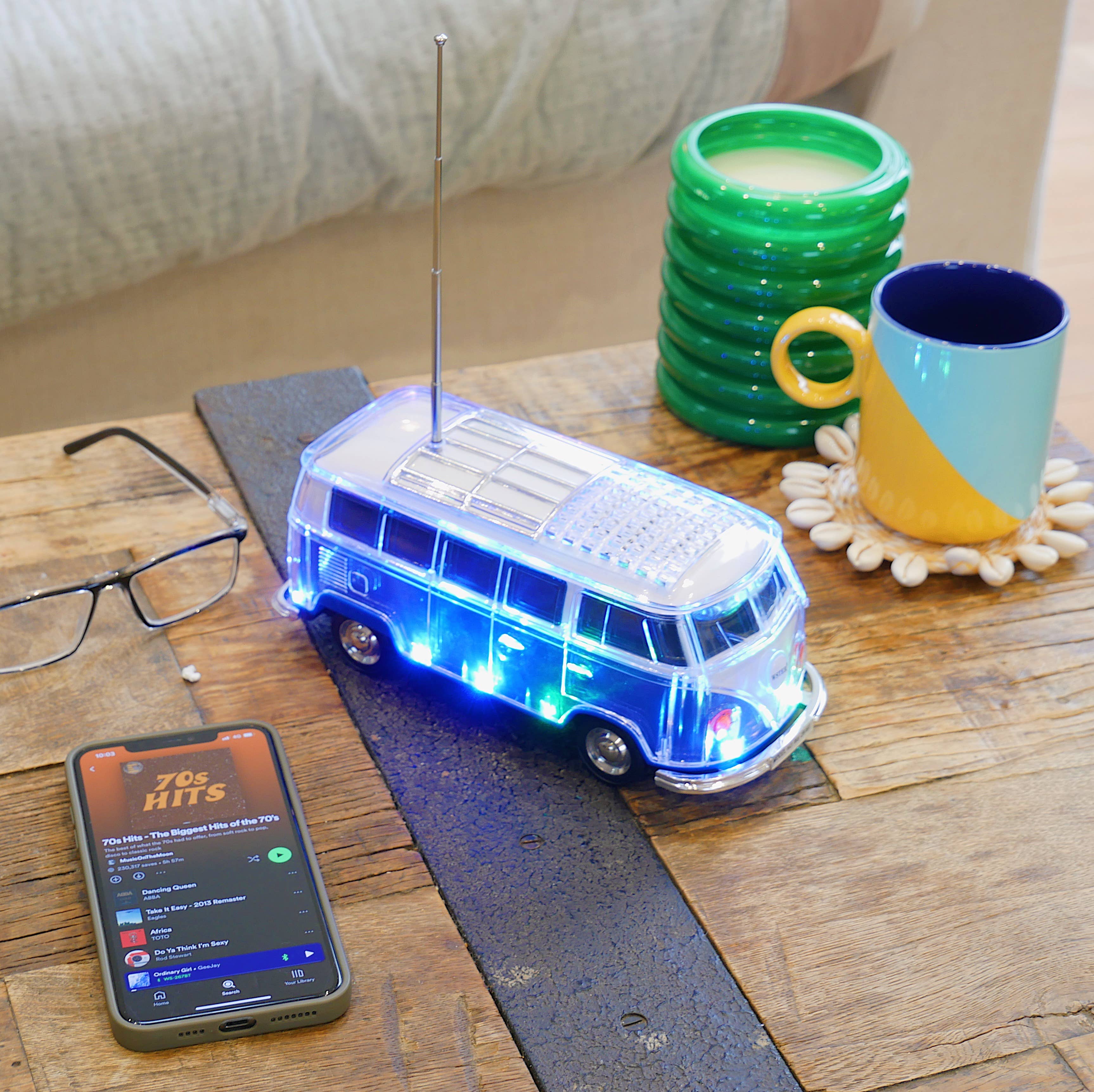 Steepletone  RETRO CAMPER VAN SPEAKER - Bluetooth Speaker & FM Radio: Blue