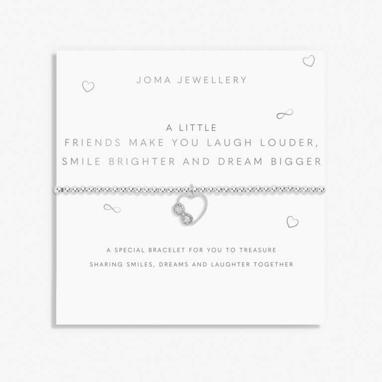 Joma Jewellery A Little 'Friends Make You Laugh Louder, Smile Brighter And Dream Bigger' Bracelet In Silver Plating |More Than Just A Gift