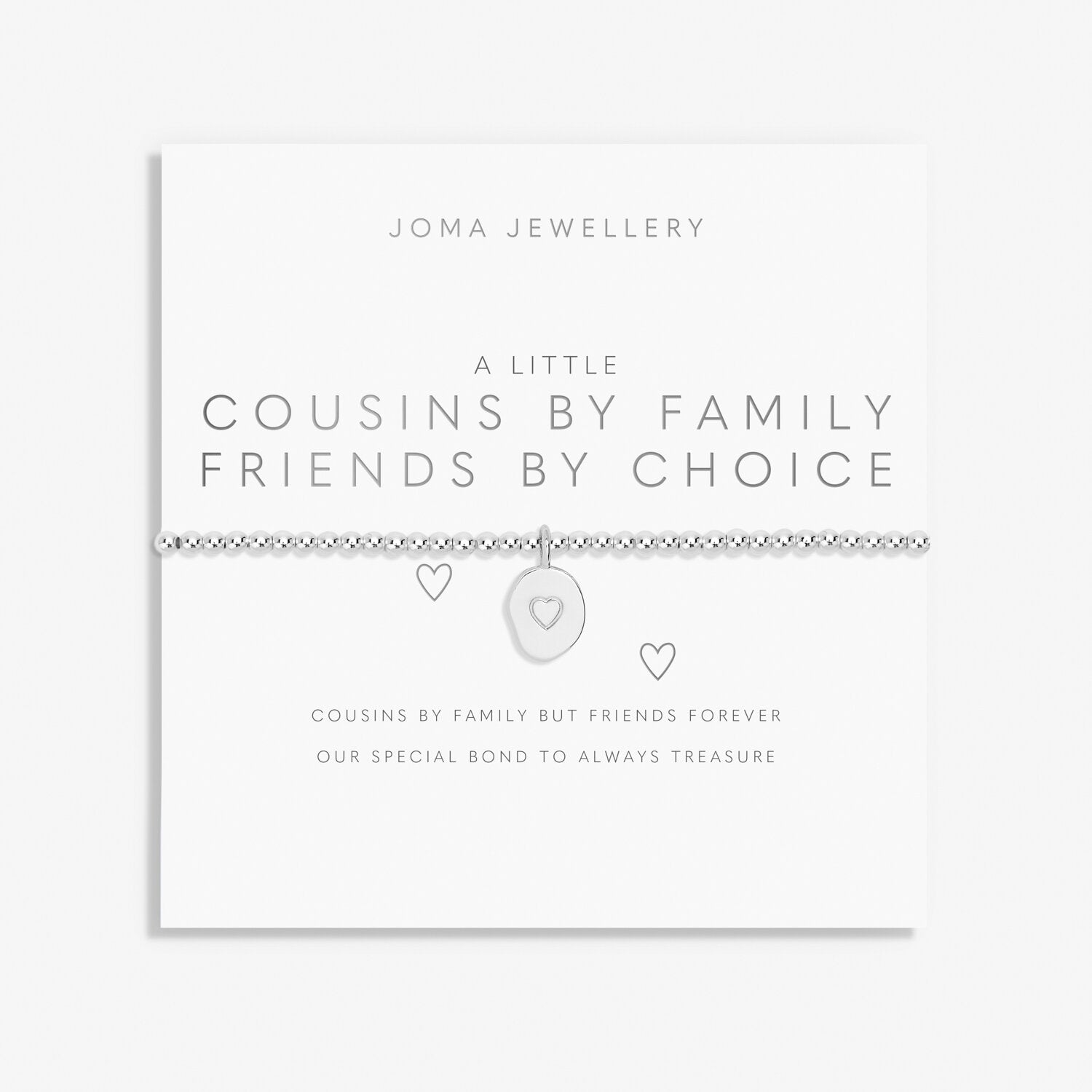 Joma Jewellery A Little 'Cousins By Family Friends By Choice' Bracelet In Silver Plating |More Than Just A Gift