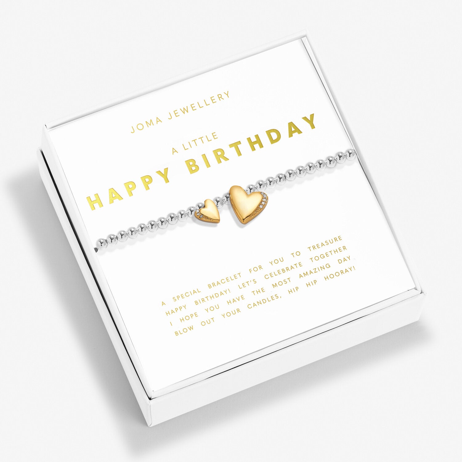 Joma Jewellery Boxed A Little 'Happy Birthday' Bracelet In Silver And Gold Plating