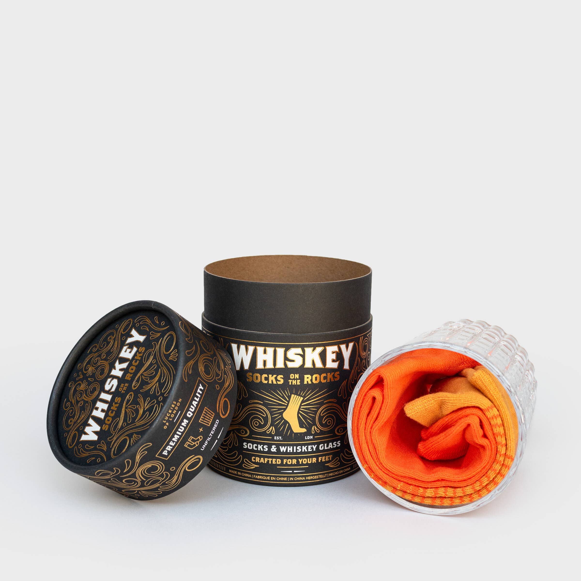 Whiskey Glass & Socks Gift Set-  Socks on the Rocks