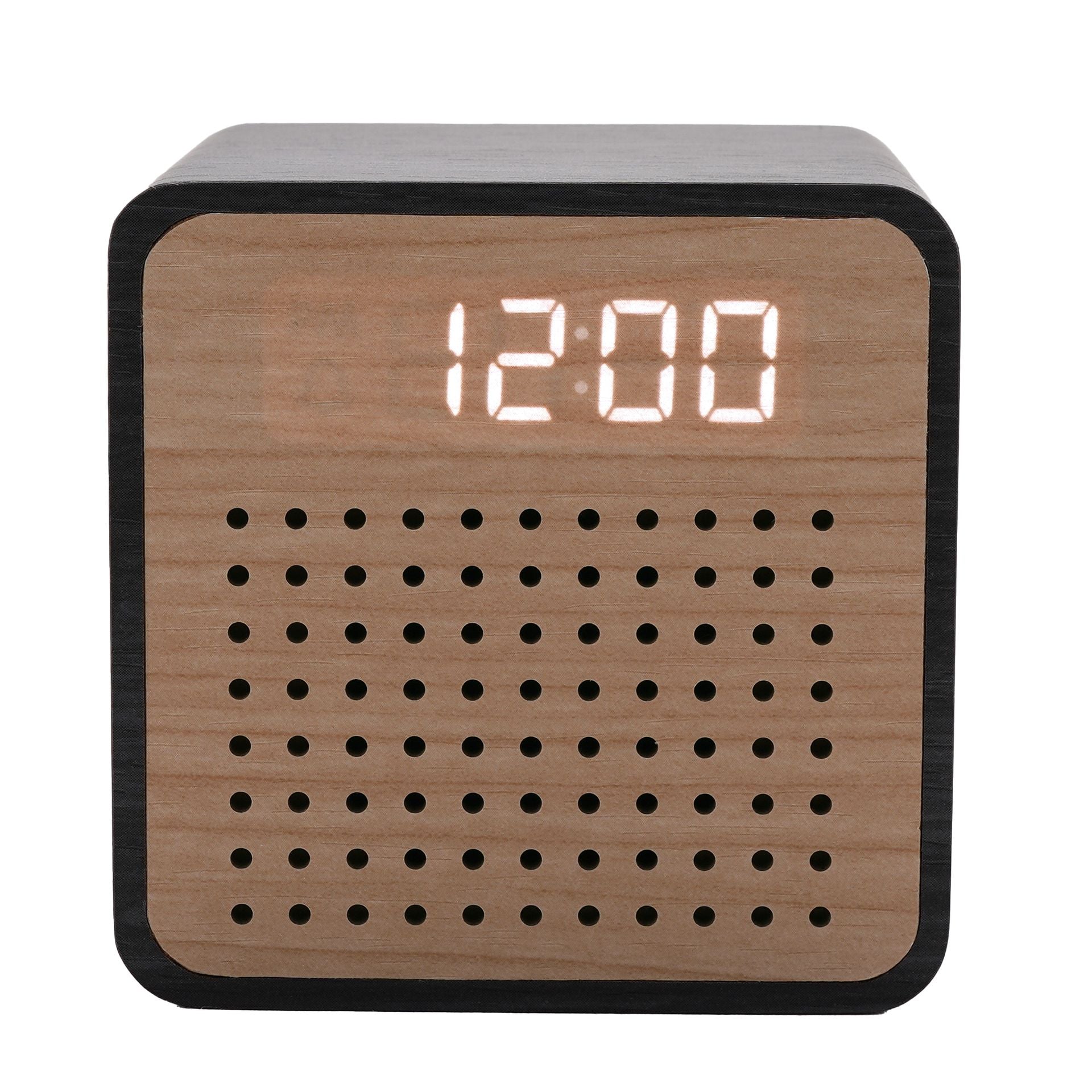 Interval Black Wooden Alarm Clock with Bluetooth Speaker