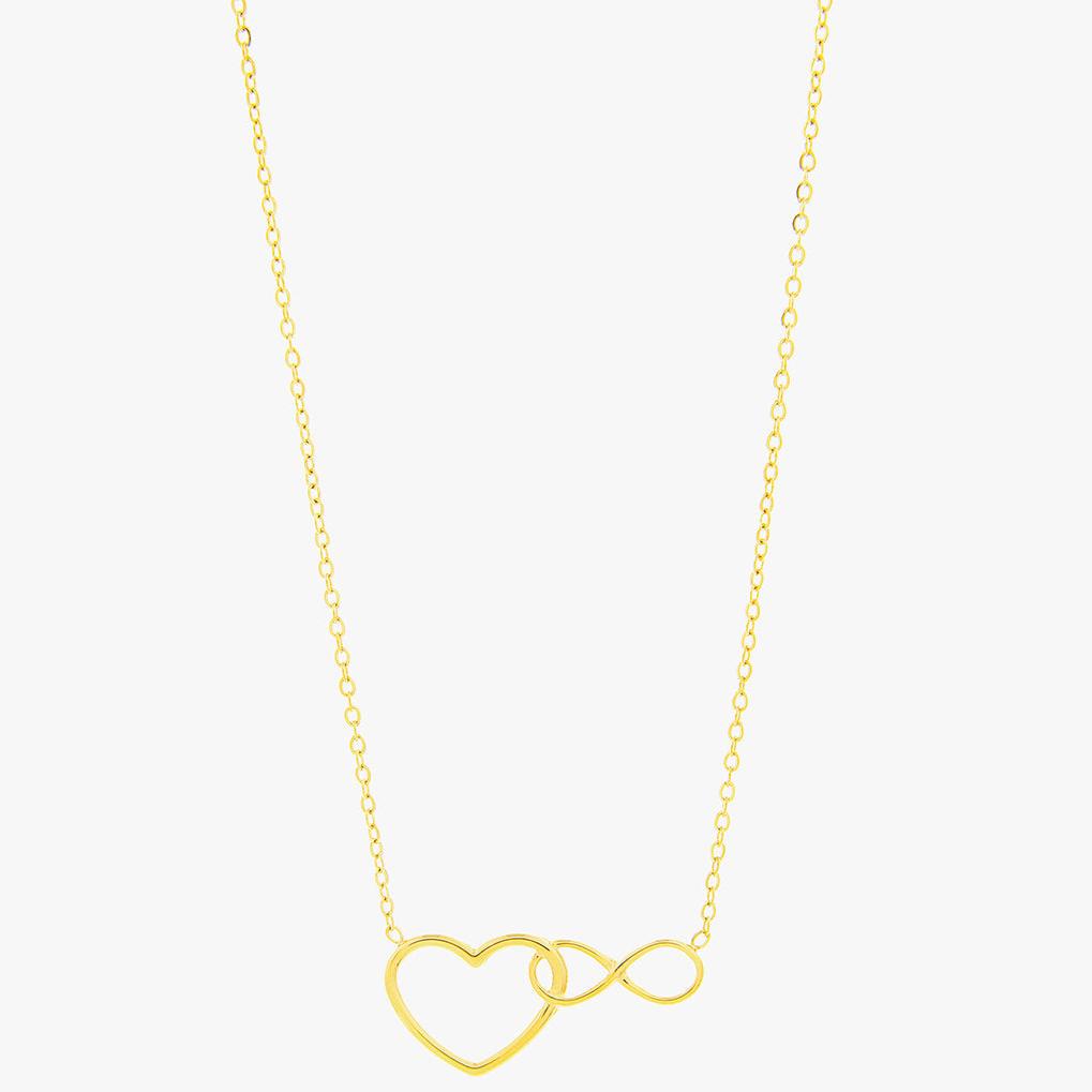 Mira Mira Heart & Infinity Gold Plated Stainless Steel Necklace