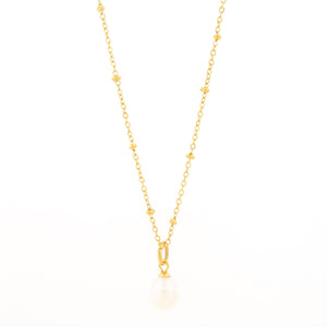 Mira Mira Circle and Pearl Gold Plated Stainless Steel Necklace