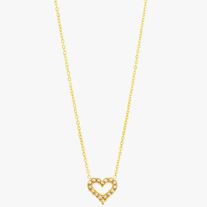 Mira Mira Sparkle Heart Outline Gold Plated Stainless Steel Necklace