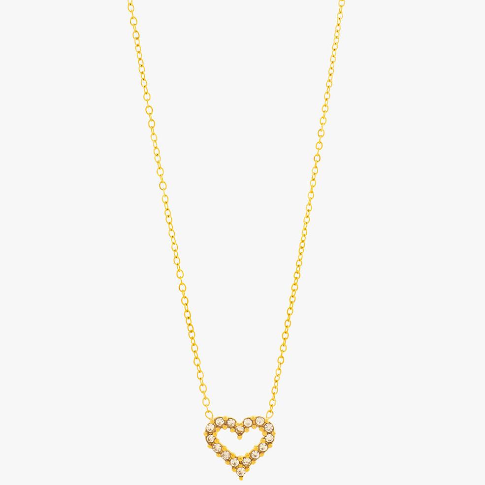 Mira Mira Sparkle Heart Outline Gold Plated Stainless Steel Necklace