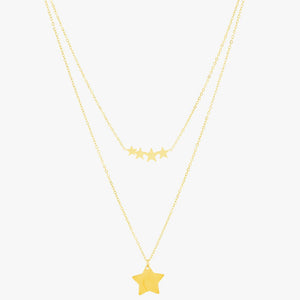 Mira Mira Double Layer Star Gold Plated Stainless Steel Necklace