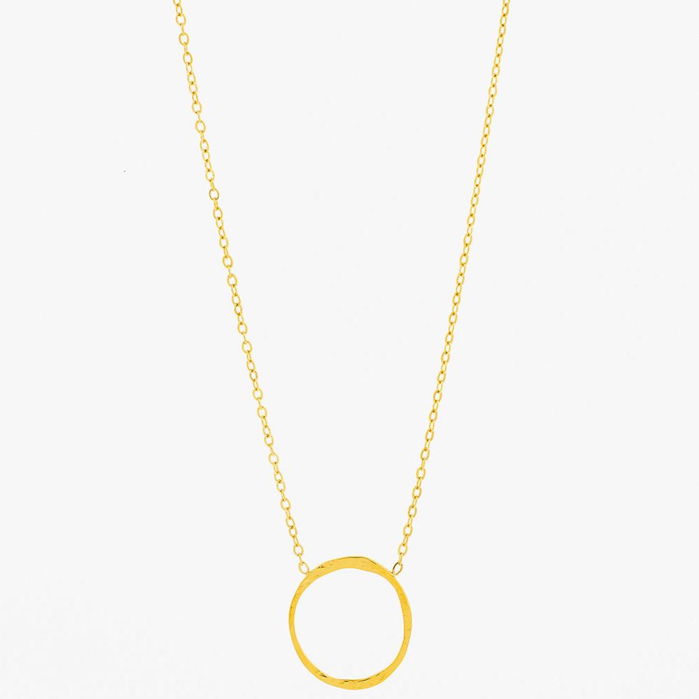 Mira Mira Hammered Circle Gold Plated Stainless Steel Necklace