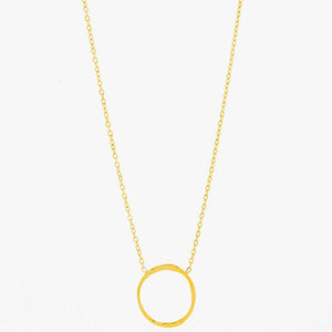 Mira Mira Hammered Circle Gold Plated Stainless Steel Necklace