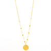 Mira Mira Pearl and Angel Disc Gold Plated Stainless Steel Necklace