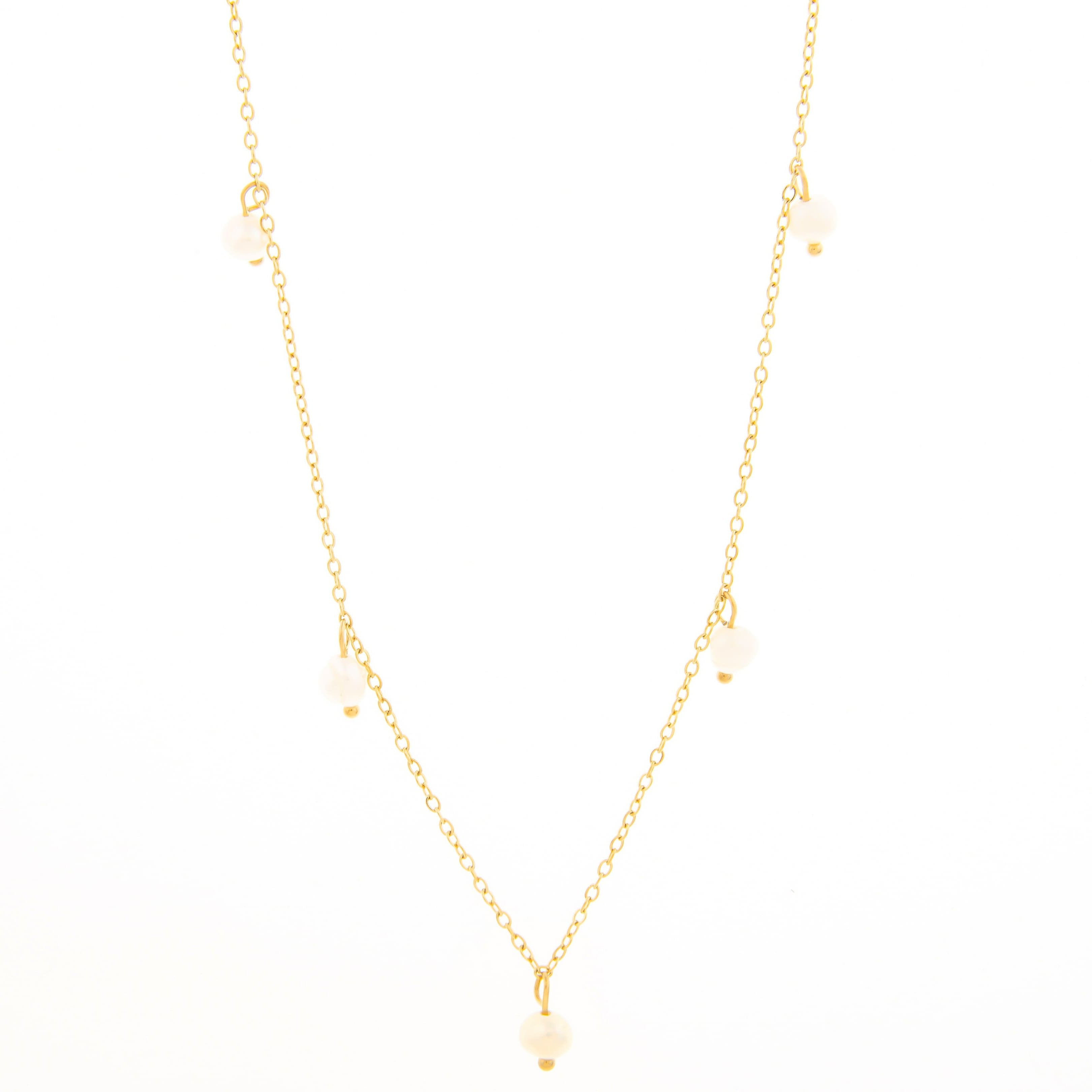 Mira Mira Multi Pearl Drop Gold Plated Stainless Steel Necklace