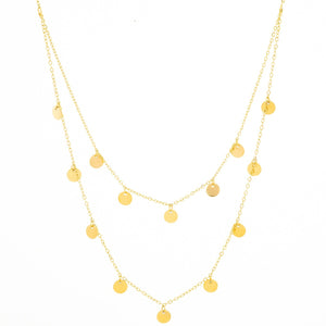 Mira Mira Double Layer Disc Gold Plated Stainless Steel Necklace