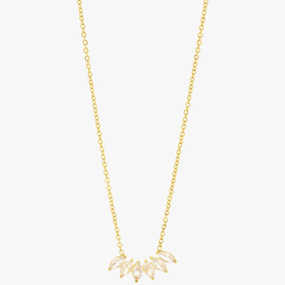 Mira Mira Sparkle Crown Gold Plated Stainless Steel Necklace