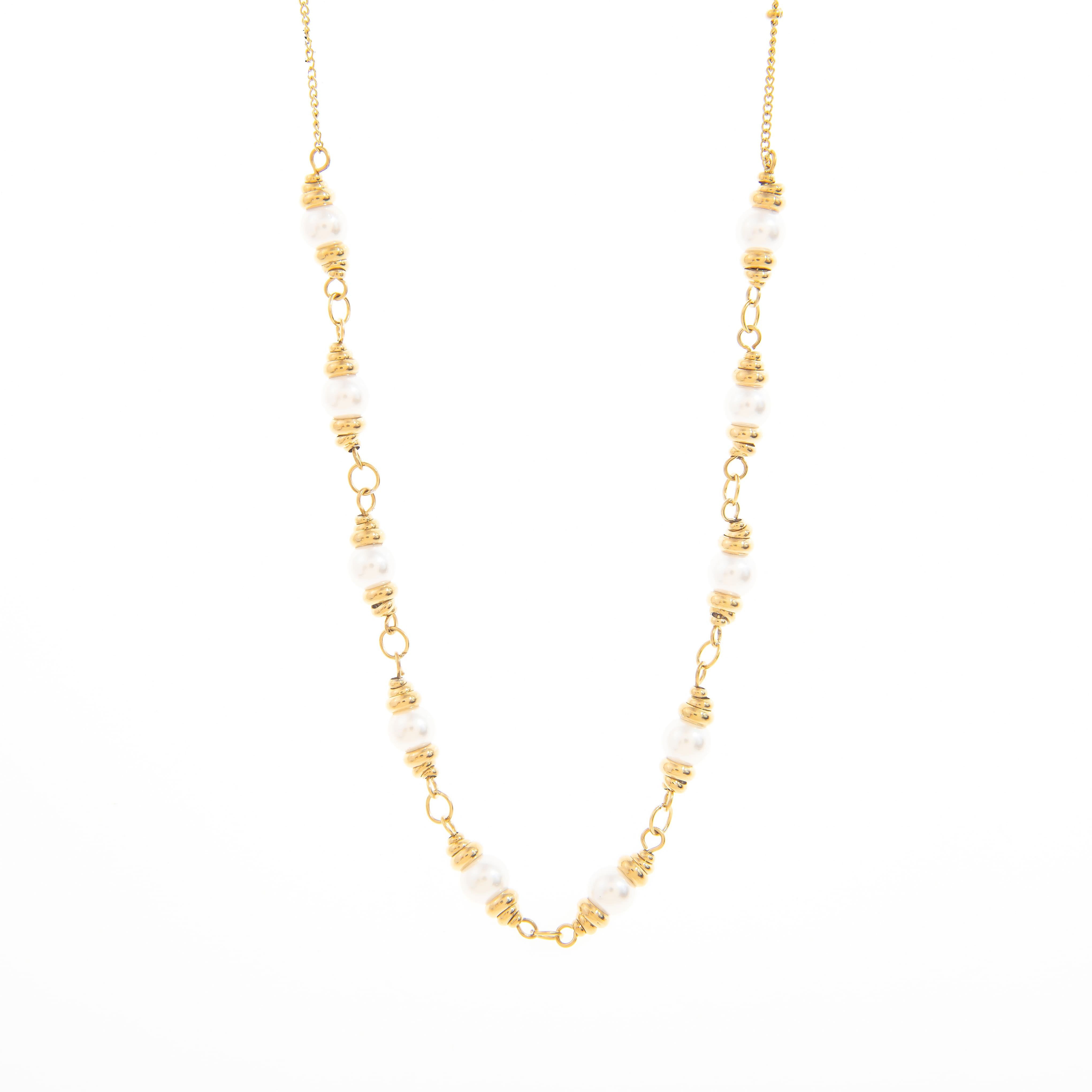 Mira Mira Encased Pearl Gold Plated Stainless Steel Necklace