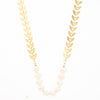 Mira Mira Chevron Pearl Gold Plated Stainless Steel Necklace