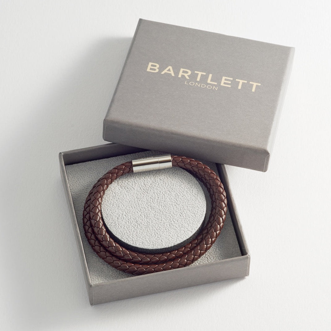 Bartlett Brown Leather Double Wrap Bracelet