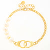 Mira Mira Cuff and Large Pearl  Gold Plated Stainless Steel Bracelet