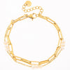 Mira Mira Double Layer Chain and Pearl Cluster Gold Plated Stainless Steel Bracelet