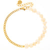 Mira Mira Half Pearl and Chain  Gold Plated Stainless Steel Bracelet