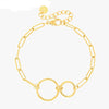 Mira Mira Chain & Double Circle Gold Plated Stainless Steel Bracelet