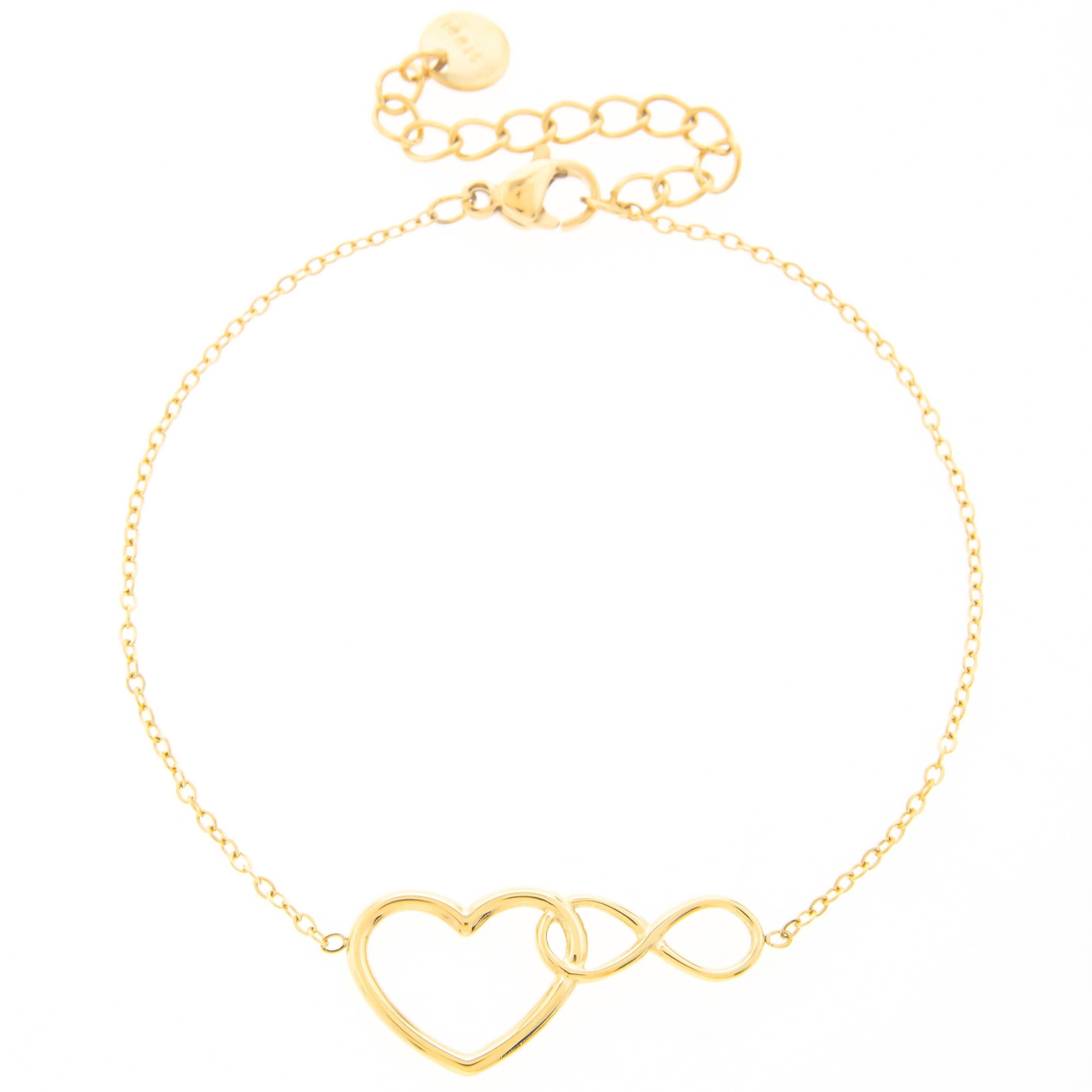 Mira Mira Heart & Infinity Gold Plated Stainless Steel Bracelet