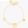 Mira Mira Heart & Clover Gold Plated Stainless Steel Bracelet