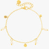 Mira Mira Small Pearl and Disc Gold Plated Stainless Steel Bracelet