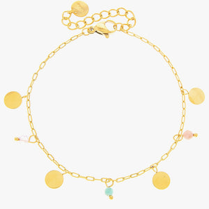 Mira Mira Colourful Crop and Disc Gold Plated Stainless Steel Bracelet