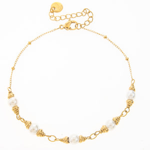 Mira Mira Encased Pearl Gold Plated Stainless Steel Bracelet