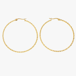 Mira Mira Large Textured Hoop Gold Plated Stainless Steel Earrings