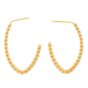 Mira Mira Twist Pointed Hoop Gold Plated Stainless Steel Earrings