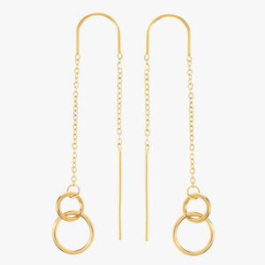 Mira Mira Linked Circle Drop  Gold Plated Stainless Steel Earrings