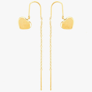 Mira Mira Heart Pull-Through Gold Plated Stainless Steel Earrings